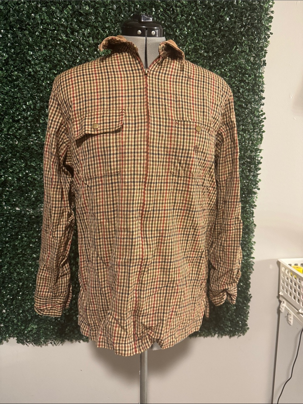 Lauren Ralph Lauren Men’s Plaid Zip-Front Shirt Jacket in Brown and Tan